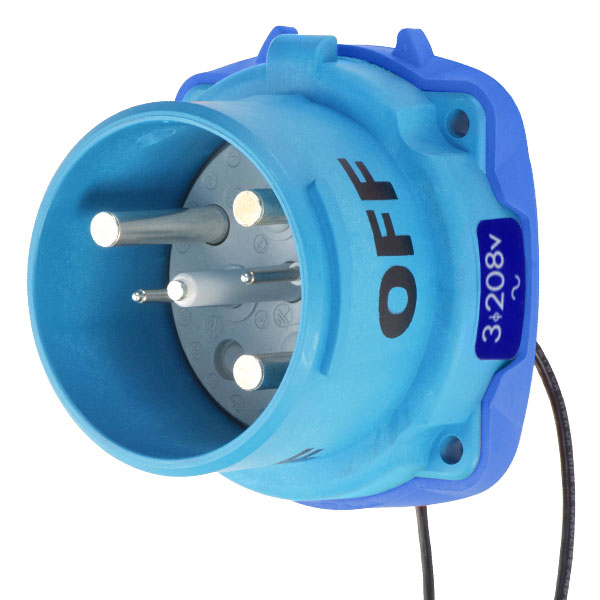 33-68233-C-K16-972 - DS100C INLET POLY BLUE SIZE 4 TYPE 3R 3P+G 100A 208 VAC 60 Hz +2 AUX